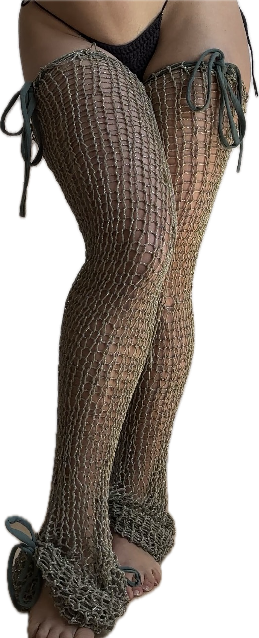 sparkly olive leg warmers / chaps M/L