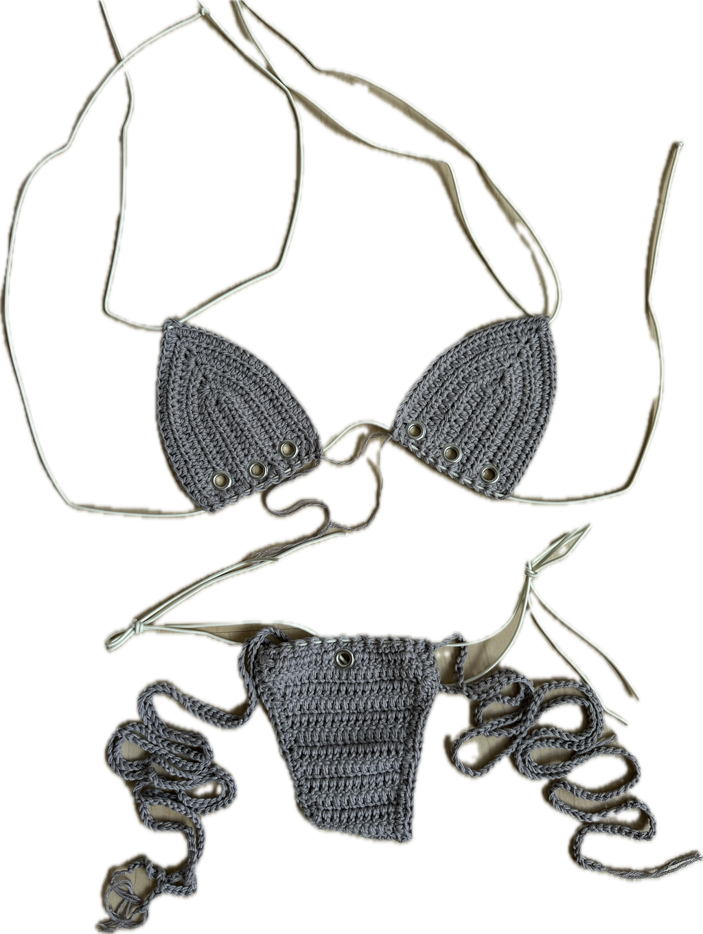 silver gray kini set s/m with grommets