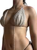 beige triangle kini top L